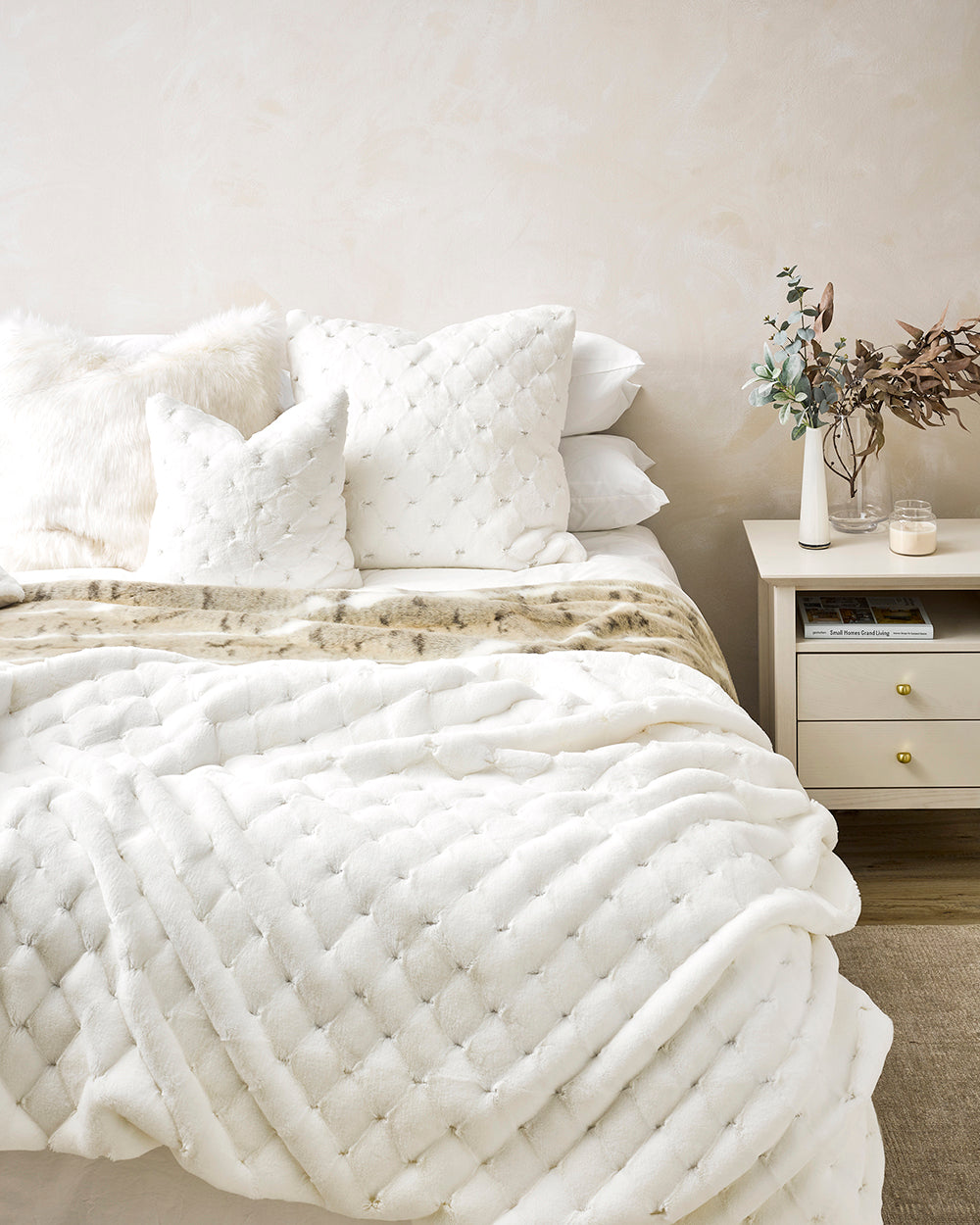 Rodwell and Astor - Heirloom Valentina Faux Fur Cushion - White - 45cm