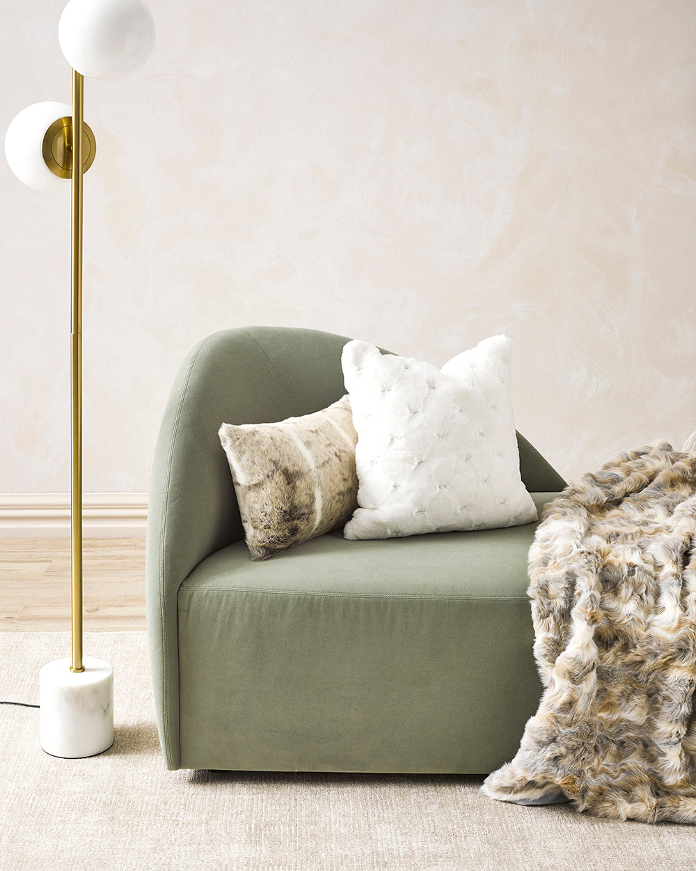 Rodwell and Astor - Heirloom Valentina Faux Fur Cushion - White - 45cm