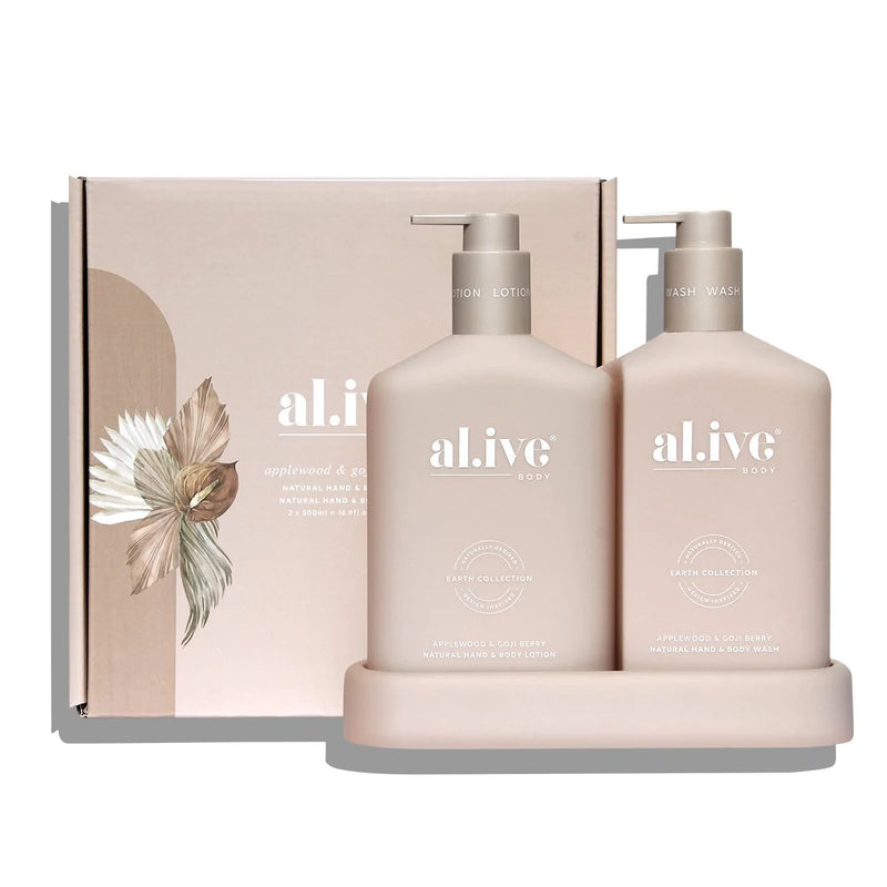 Rodwell and Astor - al.ive Wash & Lotion Duo +Tray - Applewood & Goji Berry