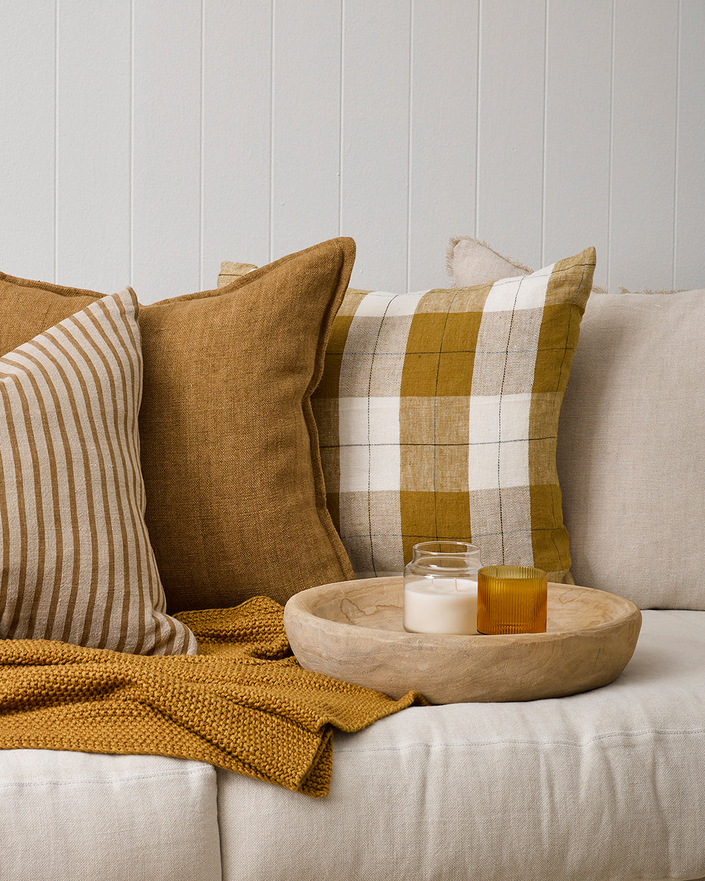 Willis Cushion - Ochre/Ivory 50 x 50cm Rodwell and Astor