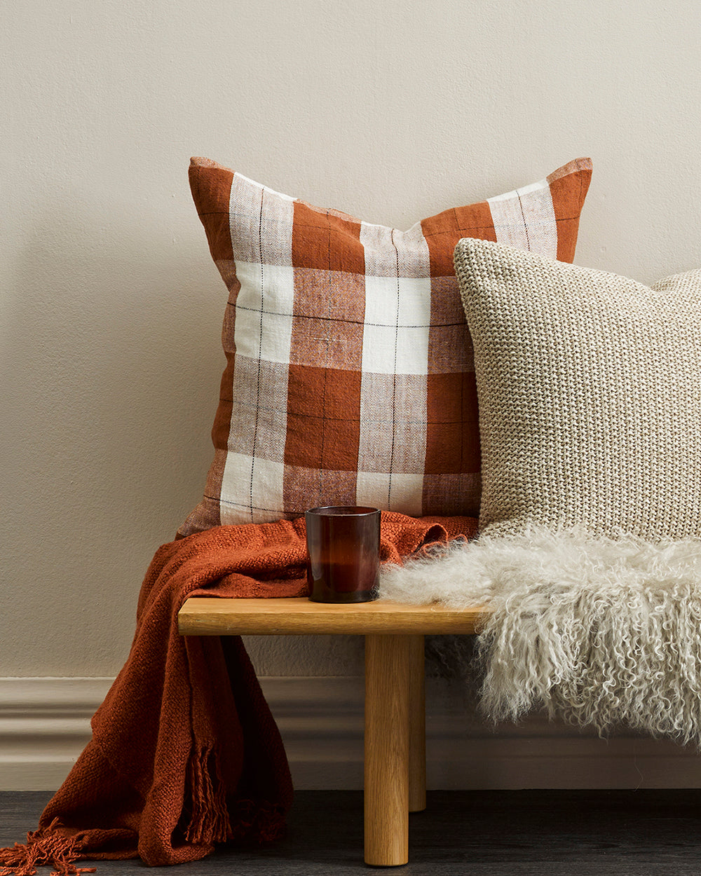 Willis Cushion - Tobacco/Ivory 50 x 50cm Rodwell and Astor